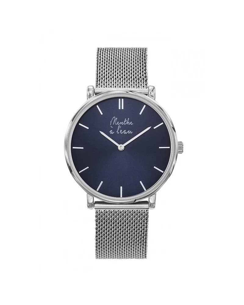 L'Indécise maille chromée fond bleu