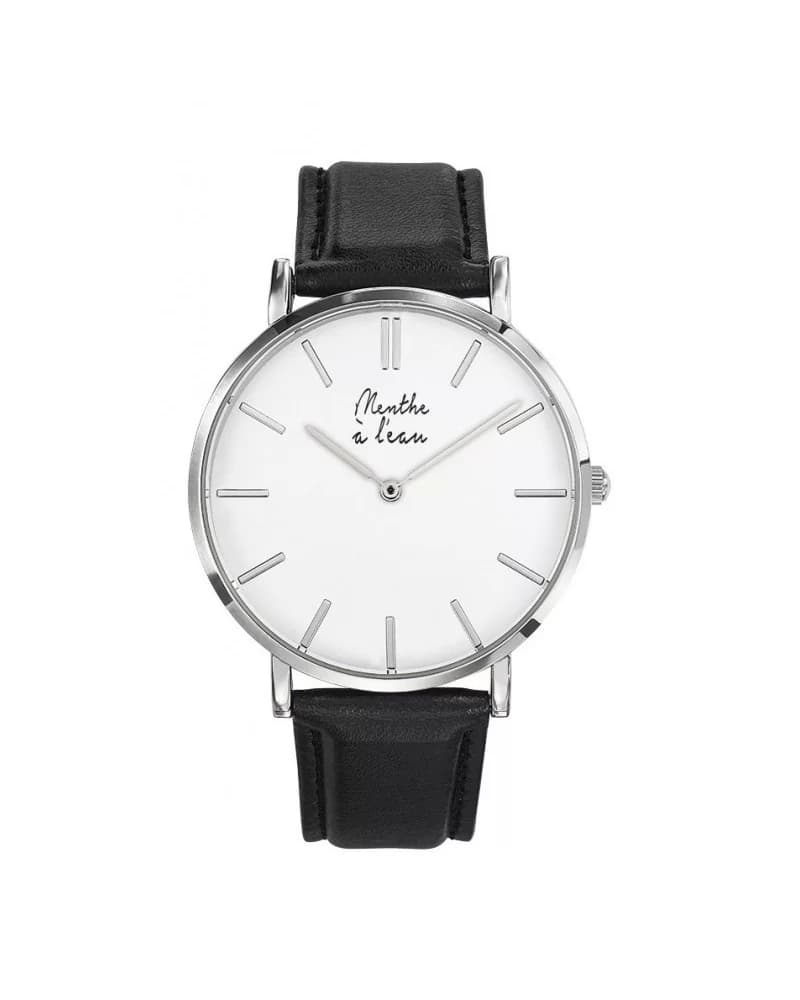 La Véritable cuir noir fond blanc H chromée