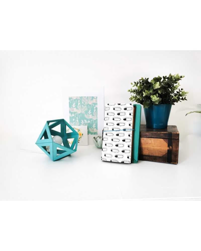 petite lampe origami bleu menthe