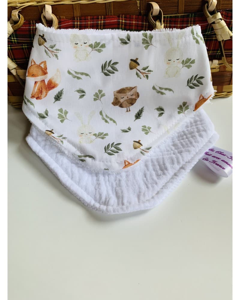 Duos de bandana bébé motif petits animaux