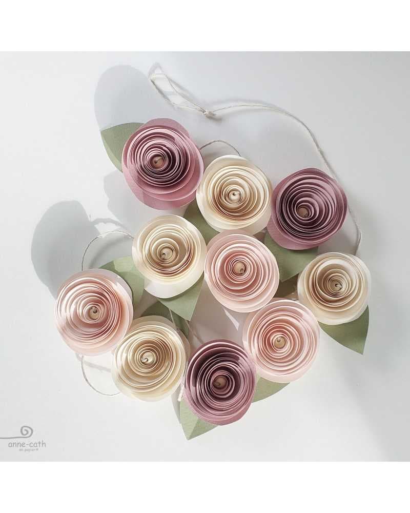 Guirlande fleurs papier rose