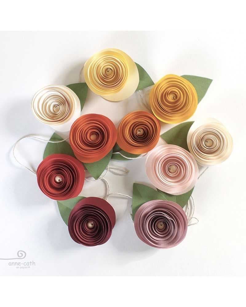 Guirlande fleurs papier  jaune-rouge