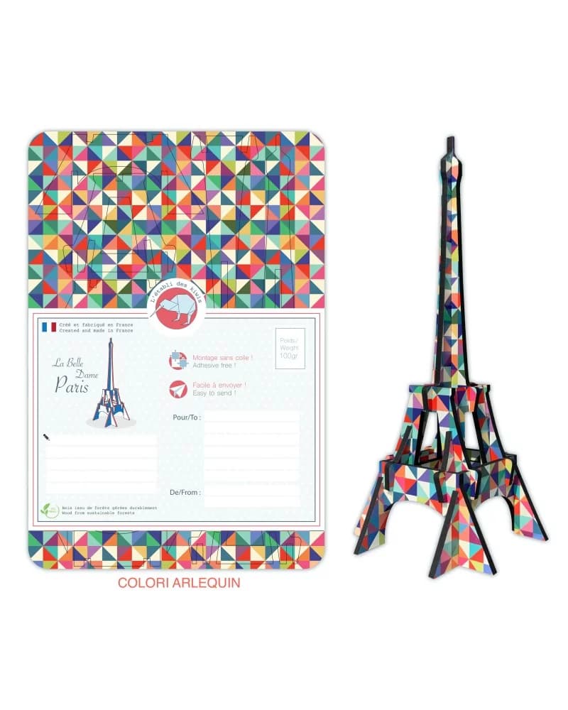Tour Eiffel Bois 3D À Monter : Colori Arlequin